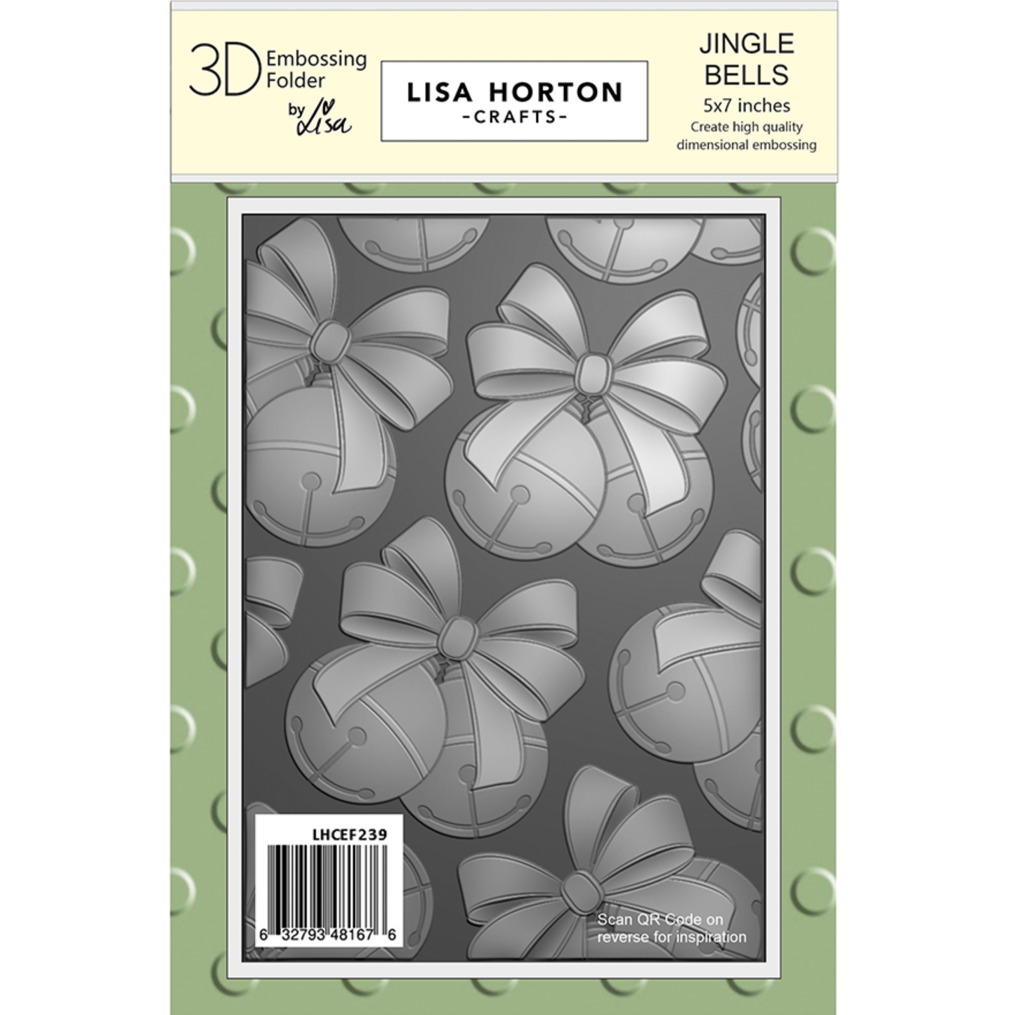 Lisa Horton Crafts Jingle Bells 5" x 7" 3D Embossing Folder