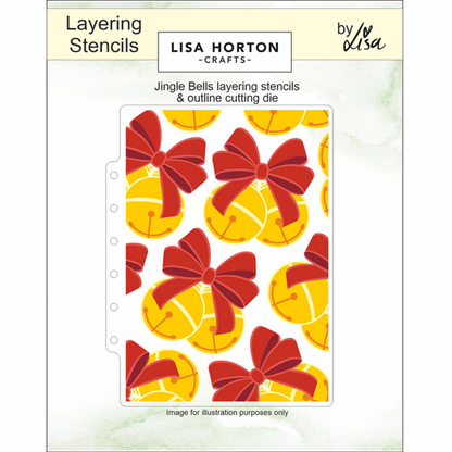 Lisa Horton Crafts Jingle Bells 5" x 7" 3D Embossing Folder, Layering Stencils with Die