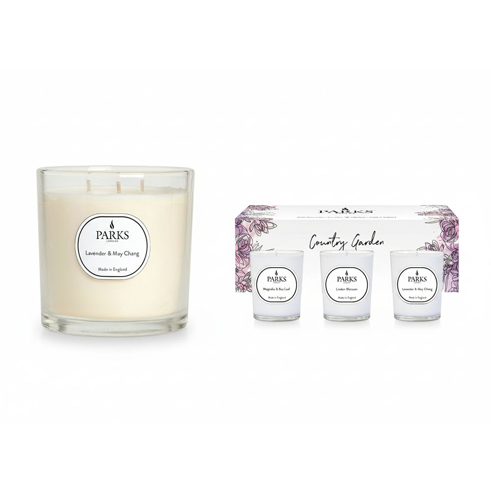 Parks London Lavender and May Chang 650g Candle & Trio Votives Set 1
