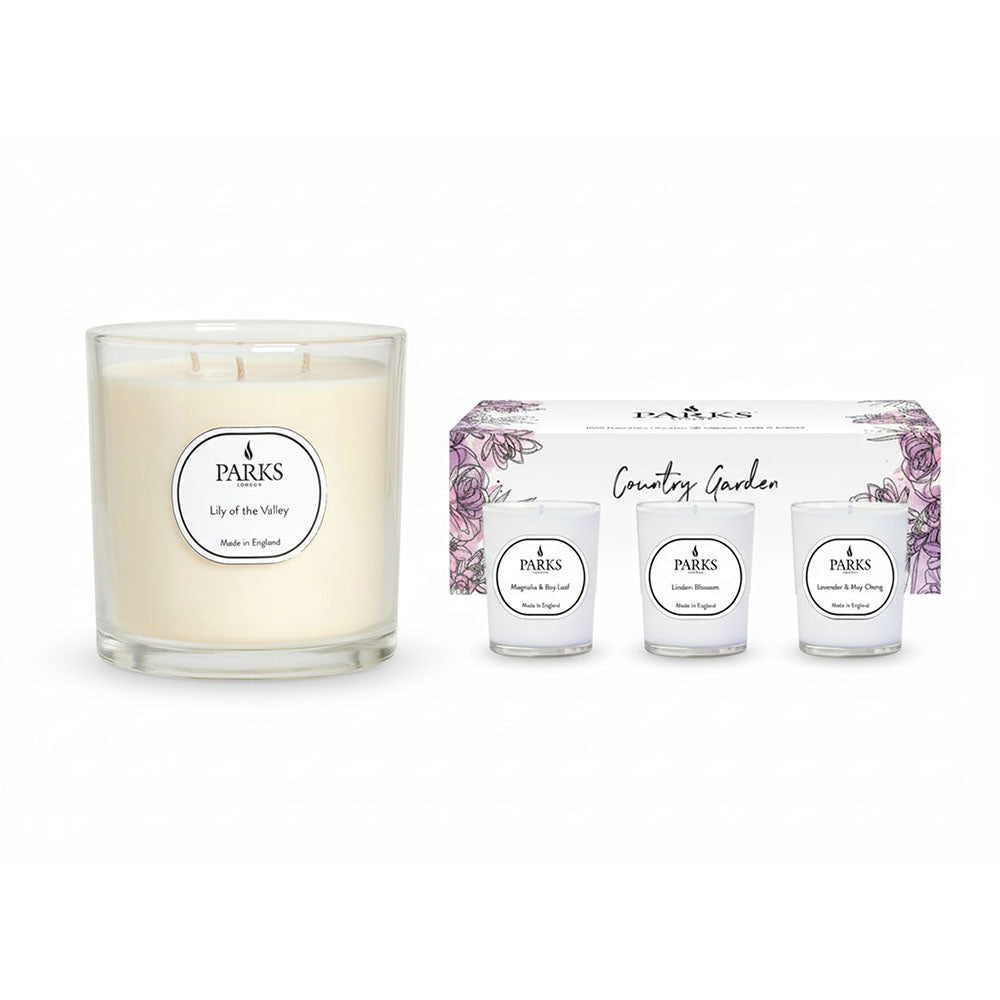 Parks London Lily of the Valley 650g Candle & Trio Votives Set 1