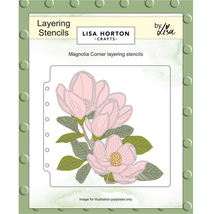 Lisa Horton Crafts Magnolia Corner 6" x 6" 3D Embossing Folder and Layering Stencils