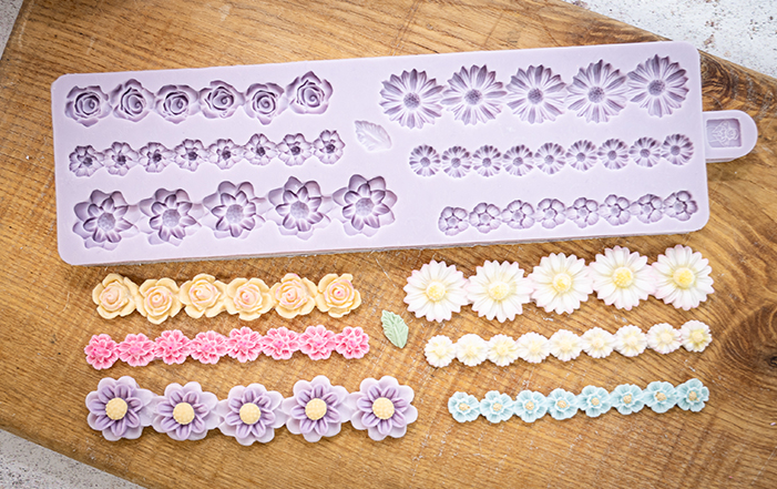 Karen Davies Sugarcraft Miniature Flower Borders Silicone Mould