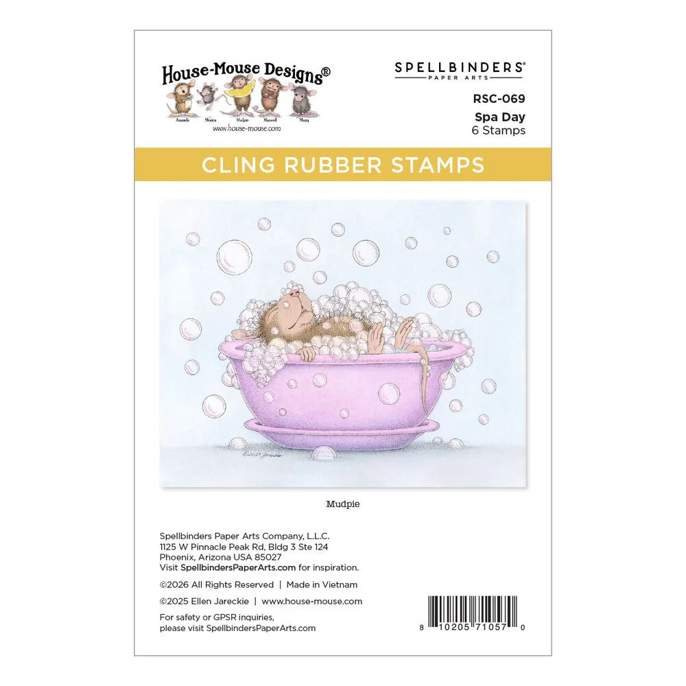 House Mouse Party Parade Cling Stamp - Mouse Spa Day 