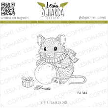 Lesia Zgharda Mouse with Christmas Presents Stamp