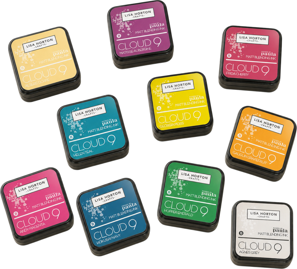 Lisa Horton Craft Picked by Paula' Cloud 9 Matt Blending Ink Pad Complete Collection (10 colours)
