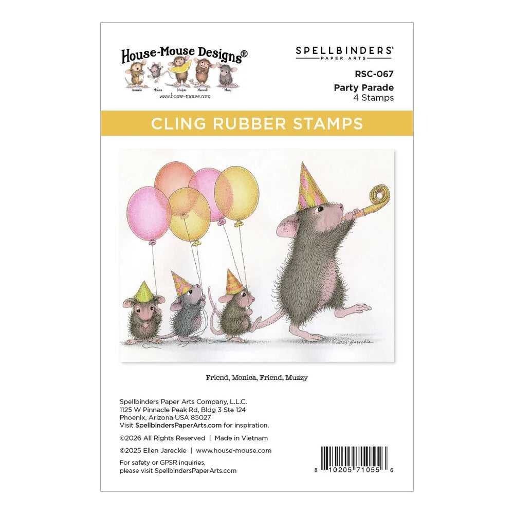 House Mouse Party Parade Cling Stamp - Mouse Party Parade