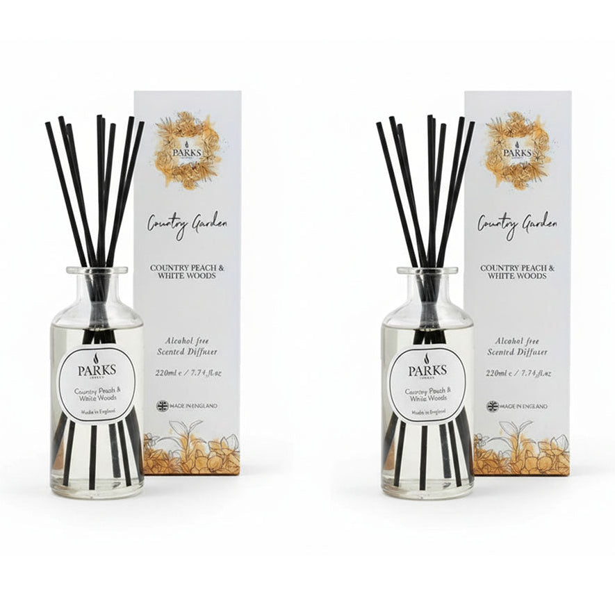 Parks London Country Peach and White Woods 220ml Reed Diffuser Duo