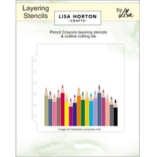 Lisa Horton Crafts Pencil Crayons 6" x 6" Layering Stencils and Die