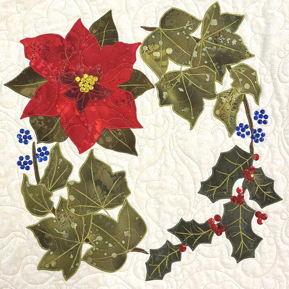Quilter's Trading Post Poinsettia in the Leaves Applique Pattern