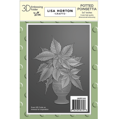 Lisa Horton Crafts Potted Poinsettia 5" x 7" 3D Embossing Folder, Layering Stencils with Die