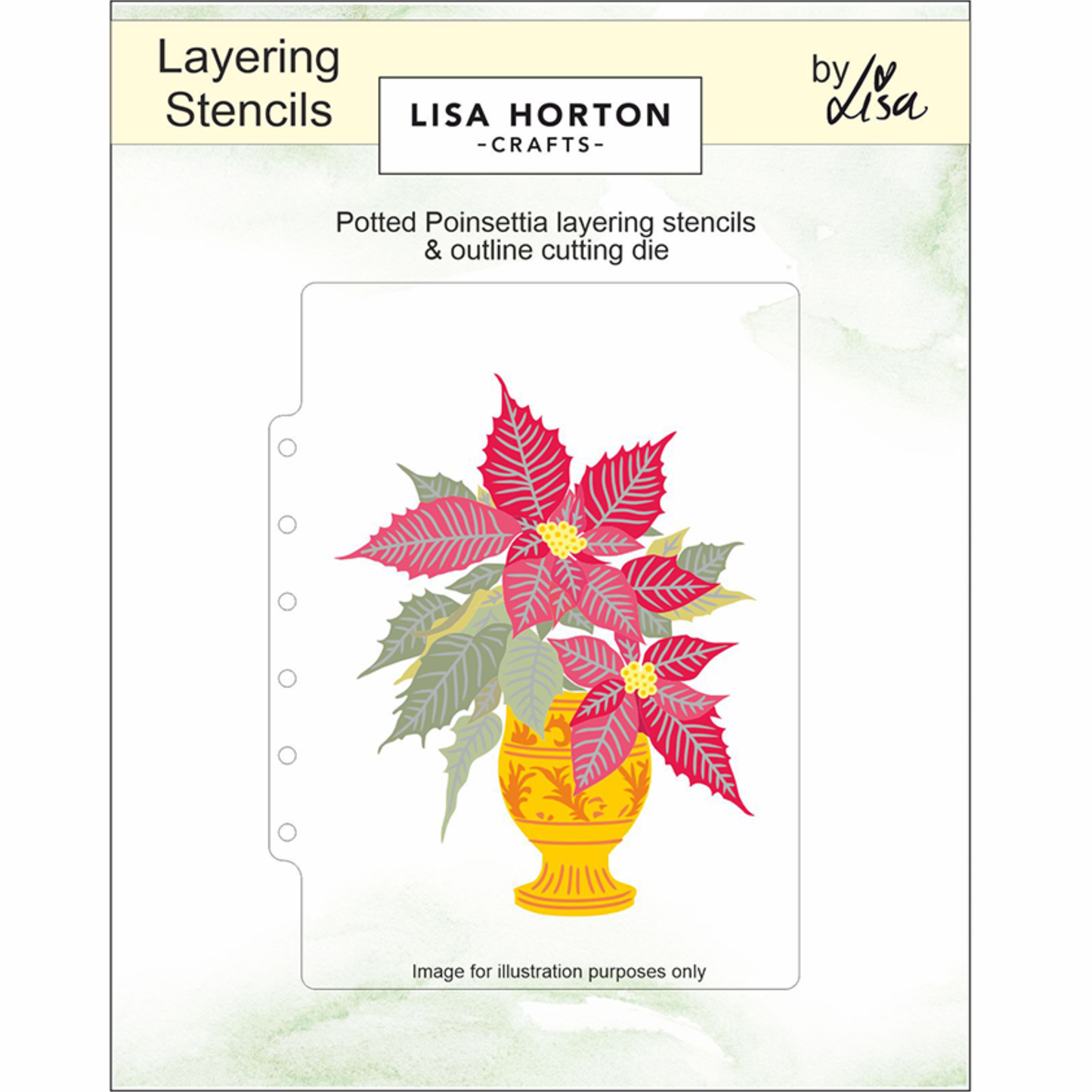 Lisa Horton Crafts Potted Poinsettia 5" x 7" Layering Stencils with Die
