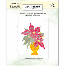 Lisa Horton Crafts Potted Poinsettia 5" x 7" Layering Stencils with Die