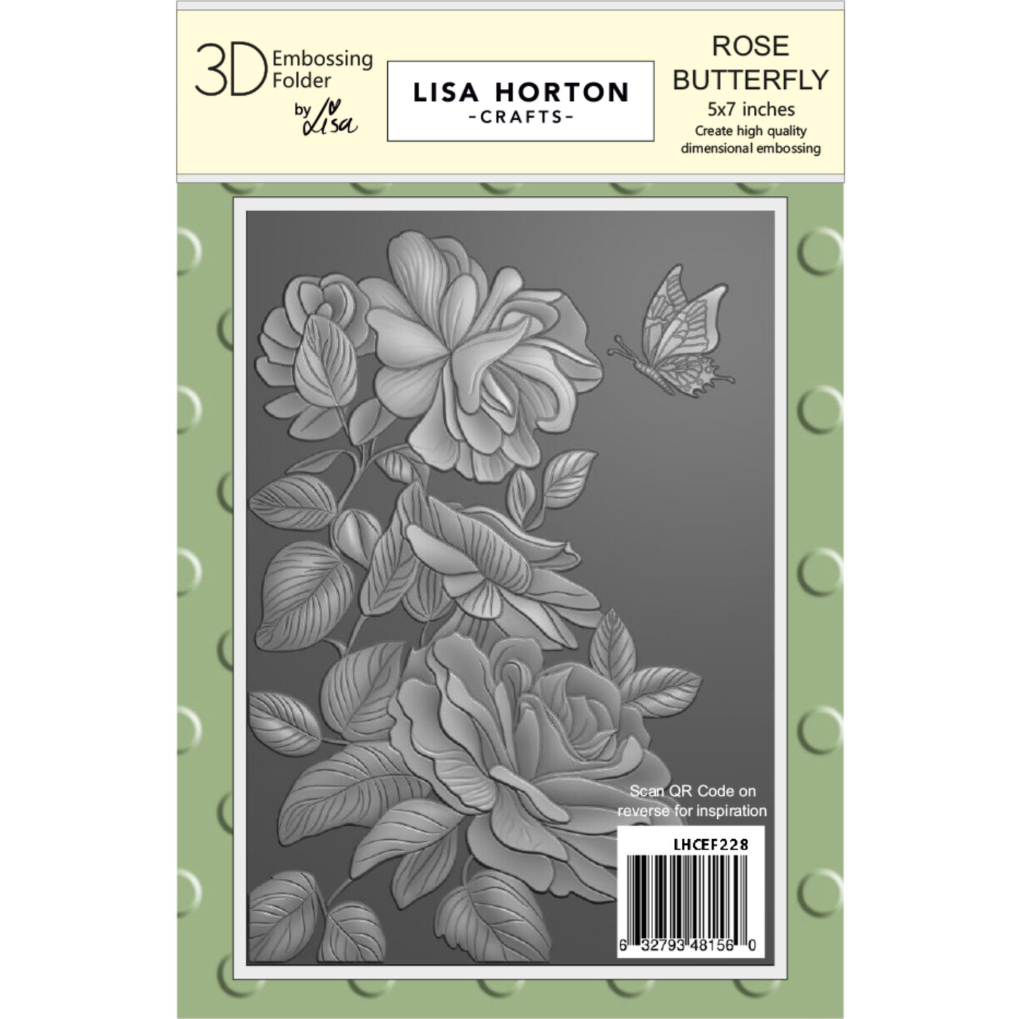 Lisa Horton Crafts Rose Butterfly 5" x 7" 3D Embossing Folder