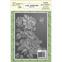 Lisa Horton Crafts Rose Butterfly 5" x 7" 3D Embossing Folder