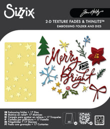 Sizzix Vault Side-Order Merry & Bright Embossing Folder & 17pc Thinlits Set by Tim Holtz