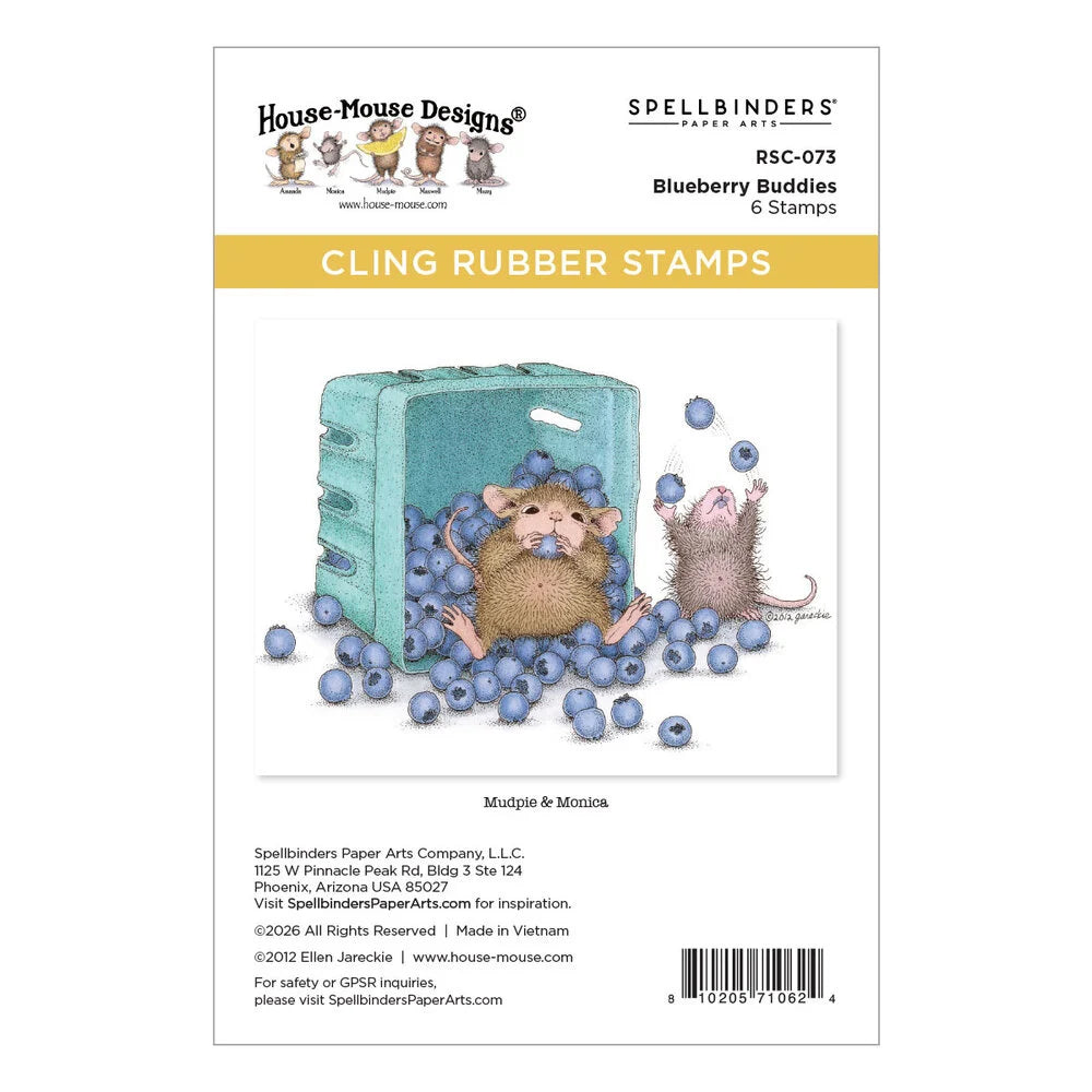 House Mouse Sunflower Walk Cling Rubber Stamp Set - Blueberry Buddies