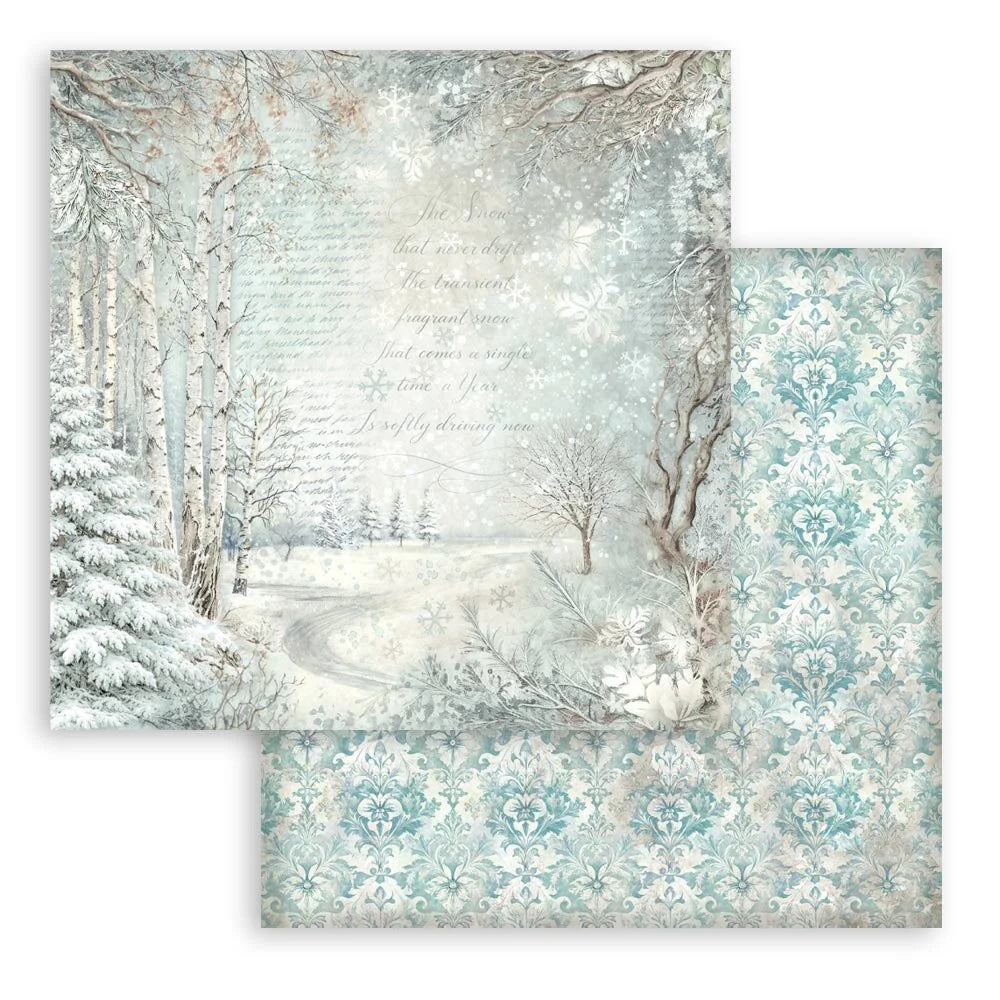 Stamperia White Christmas Backgrounds 12x12 Paper Pack by Cristina Radovan