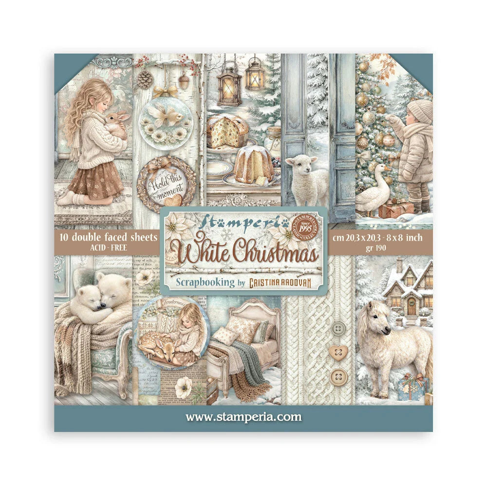 Stamperia White Christmas 8x8 Paper Pack by Cristina Radovan