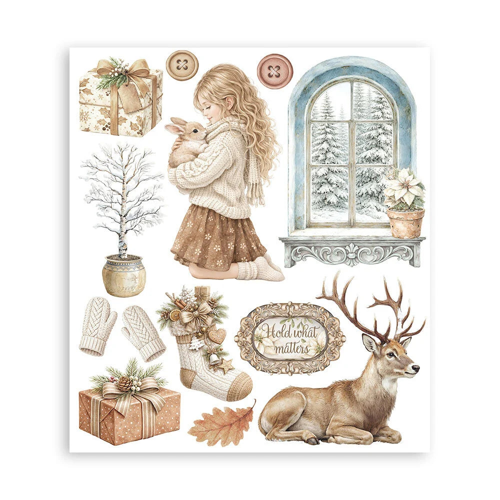 Stamperia White Christmas 6 Piece Rub-On 20,5x23cm Assortment by Cristina Radovan