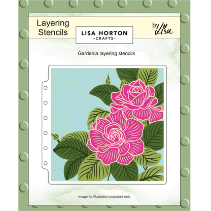 Lisa Horton Crafts Gardenia 6" x 6" 3D Embossing Folder and Layering Stencils