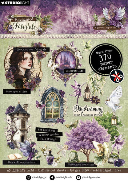 Studio Light Enchanted Fairytale A5 Die-Cut Paper Pad Elements - 20 Sheets