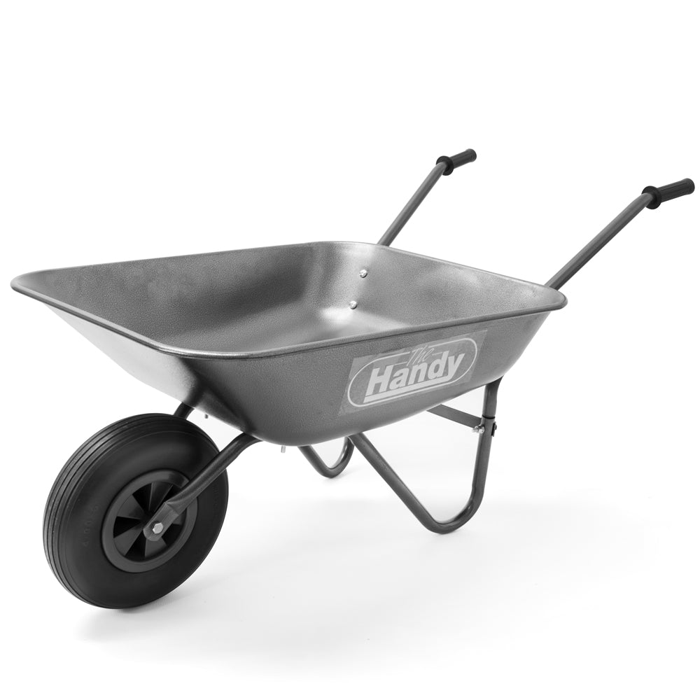 The Handy THWB 65 Litre Galvanised Steel Wheelbarrow – product detail or in-use view