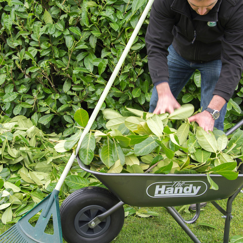The Handy THWB 65 Litre Galvanised Steel Wheelbarrow – product detail or in-use view