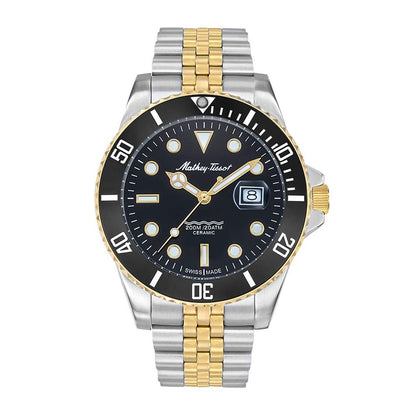 Mathey Tissot Mathy Ceramic Men's Watch - Black / Two Tone Gold - H901CRBN