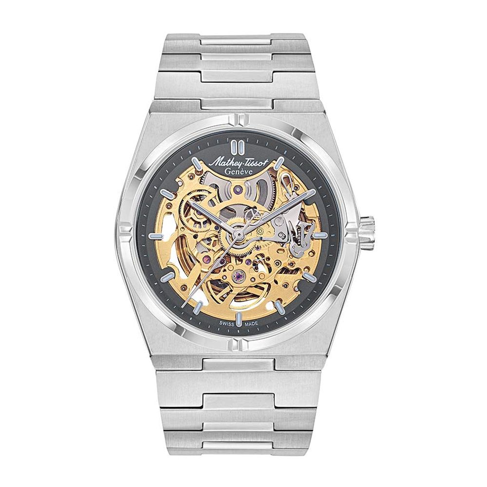 Mathey Tissot Zeus Skeleton Automatic Men's Watch - Grey / Silver - H118CFAS