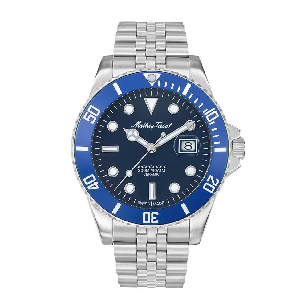 Mathey Tissot Mathy Ceramic Men's Watch - Blue / Silver - H901CRABU