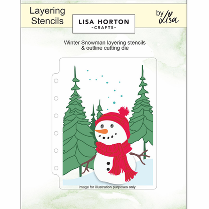 Lisa Horton Crafts Winter Snowman A6 3D Embossing Folder, Layering Stencils with Die