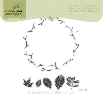 Lesia Zgharda Wreath of Twigs & Small Leaves Stamp Set